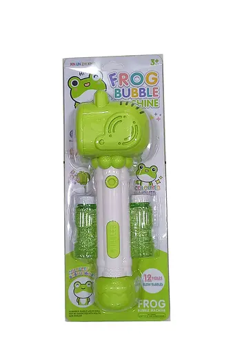 Установка с мыльными пузырями 313-1, подсветка, механический принцип, 12 отверстий, 2 бутылочки з расвором, на блистере (6978544190232) Зелёный - фото 1