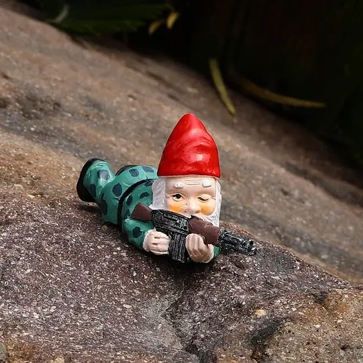 JARPSIRY Військова статуя гнома, фігурки армійського гнома з пістолетом, скульптура смоли гнома - фото 4
