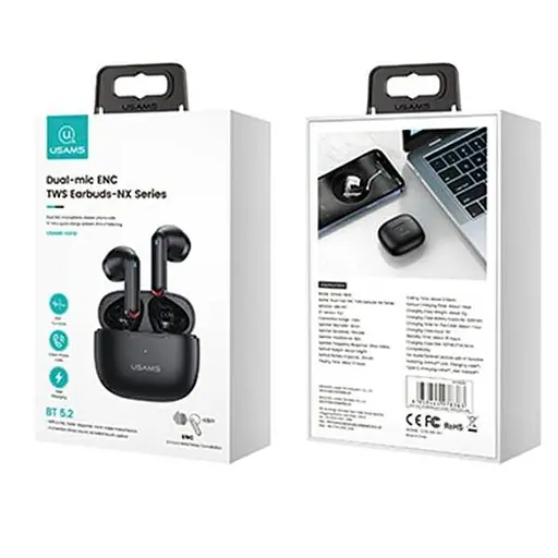 Навушники Bluetooth Usams TWS NX10 | BT5.2, 35/320mAh, 5h | black - фото 6