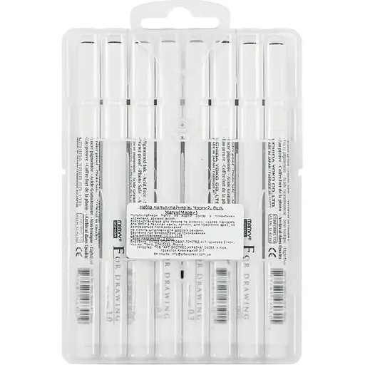 Набор Marvy Drawing Pen черный 8 шт. - фото 2
