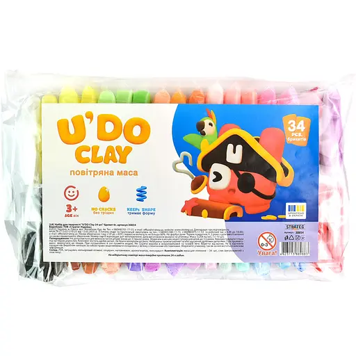 Набір для творчості Strateg U'DO Clay 204 г (6 г x 34 шт.) (30854) - фото 1
