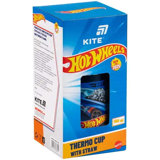 Термочашка Kite Hot Wheels з трубочкою 350 мл (HW25-1263) - фото 4