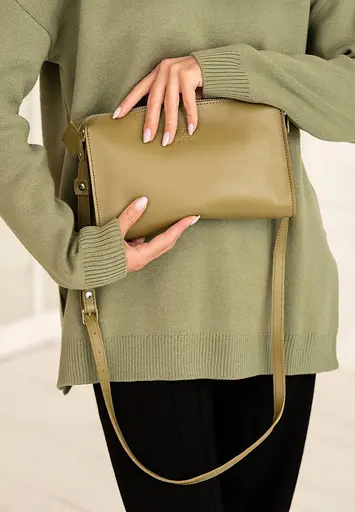 Шкіряний млатч оливковий краст - фото 9