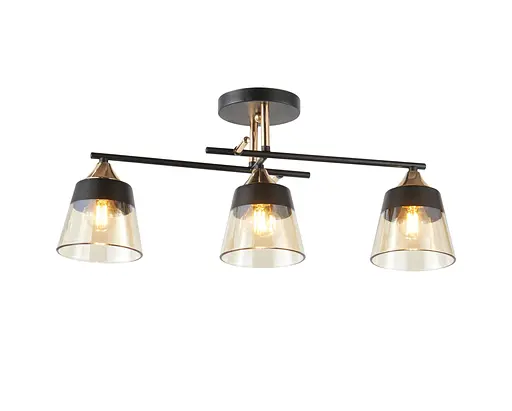 Люстра стельова на 3 плафони 6312-3 (Чорний+Золото)