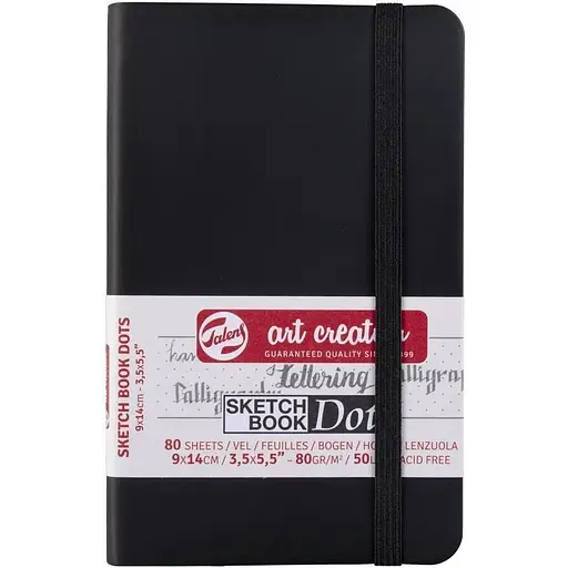 Блокнот для графіки та каліграфії Royal Talens Art Creation Dots у крапку А6 (9х14см) 80г/м2 80л чорний - фото 1