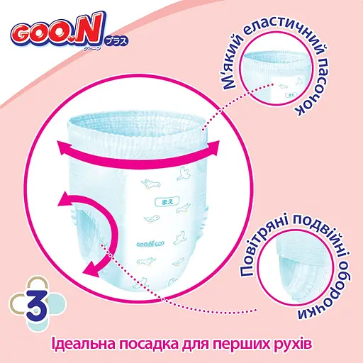 Упаковка трусиків-підгузків GOO.N Plus M (6-12 кг) 104 шт. (52 шт. х 2 шт.) - фото 9