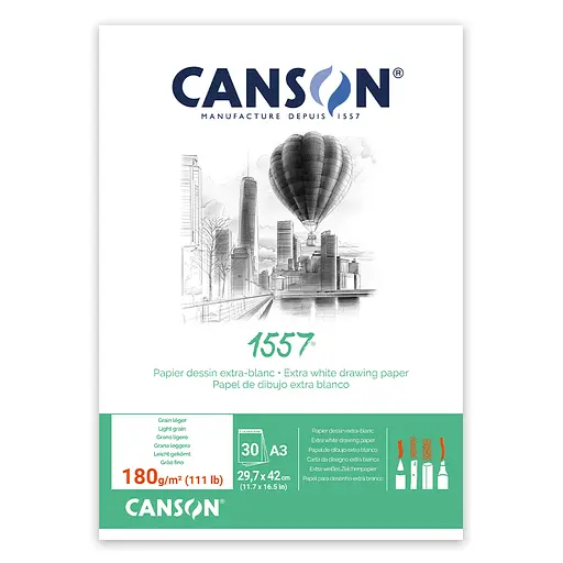 Склейка для рисунку Canson 1557 А3 29.7х42 см 180 г/м2 30 аркушів білий колір   - фото 1