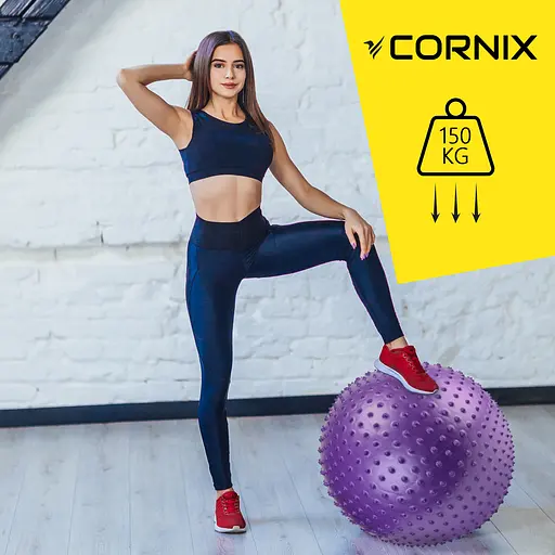 Мяч для фитнеса (фитбол) Cornix 55 см массажный Anti-Burst Violet XR-0468 - фото 3