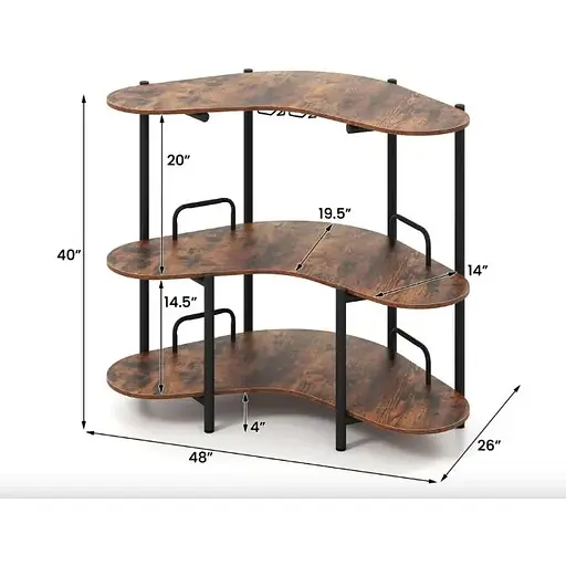 Барний стіл фуршетний Costway Wise з полицями кутовий - фото 6