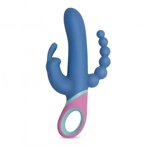 Вібратор кролик PMV20 Vice Double Vibrator 23 см синій - фото 4