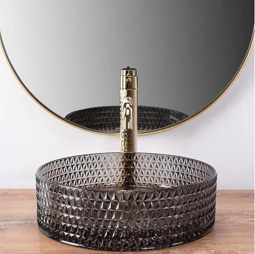 Умивальник Rea Cristal накладний black REA-U9671, Прозорий - фото 3