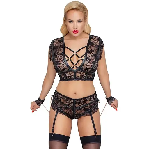 Комплект Cottelli Bondage Bra Set 2XL чорний