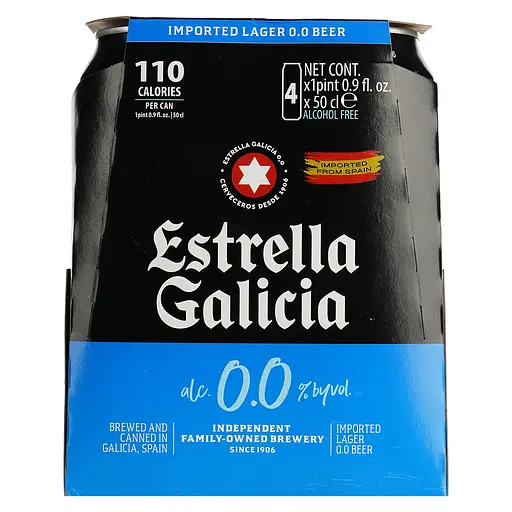 Упаковка пива Estrella Galicia Especial безалкогольное светлое 0.0% 2 л (0.5 л ж/б x 4 шт.) - фото 4