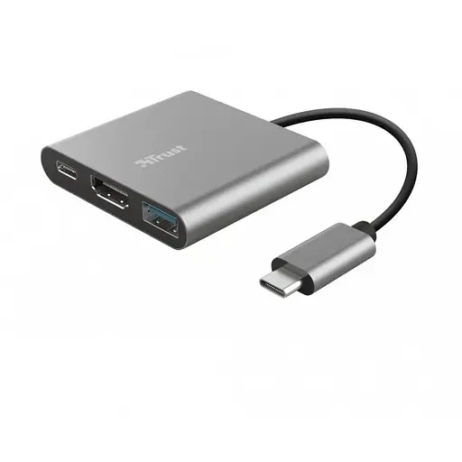Док-станція для ноутбука Trust Dalyx 3-in-1 Multiport USB-C Adapter ALUMINIUM (23772)