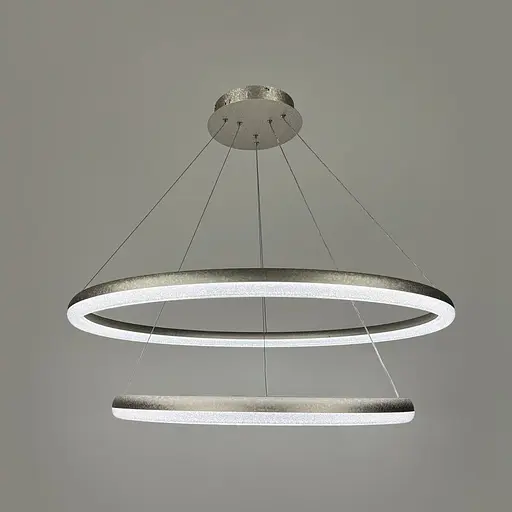 LED люстра підвісна в подвійному кільцевому корпусі Ø 65+83 см | Line F | Арт. MJ342-800+600 Ice Flower Silver - фото 7