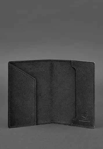 Кожаная обложка для паспорта с картой Украины черный краст - фото 4