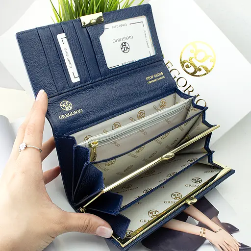 Гаманець жіночий шкіряний Gregorio GS-100 класичний синій - фото 5