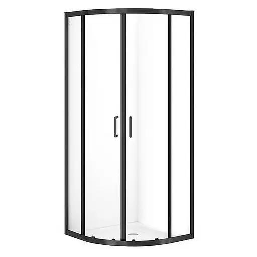 Душевая кабина Cersanit Brasco 80x80 см полукруглая раздвижная прозрачное стекло без поддона black S168-003, прозрачная, черная - фото 1