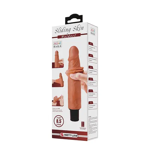 Вібратор Baile Sliding Skin Waldorf 8.5" 21.5 см коричневий - фото 9