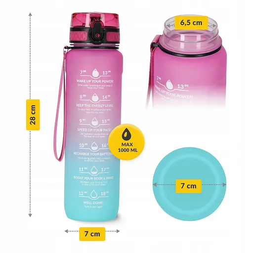 Пляшка для води 4FIZJO спортивна 1000 мл 4FJ0630 Pink/Sky Blue (P-5905973400770) - фото 2