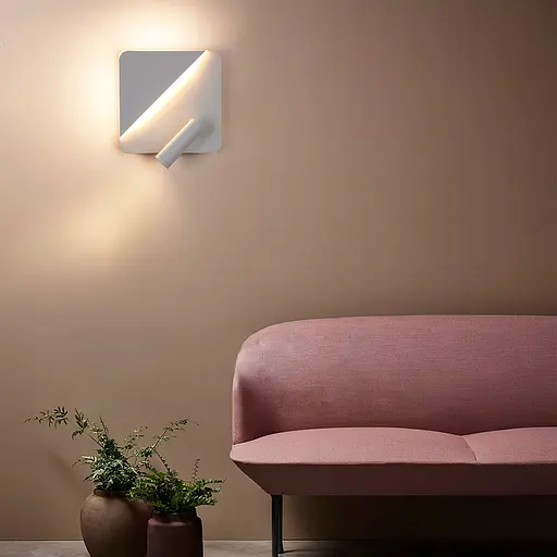 Настінний білий квадратний світильник із спотом Line F W 087 WT - фото 8