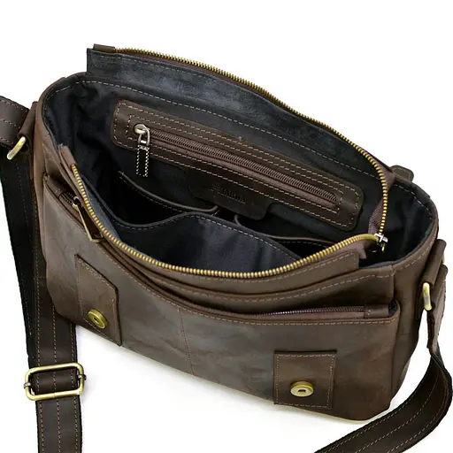 Чоловіча шкіряна сумка через плече TARWA 32х7х25 см sum0025802 - фото 5