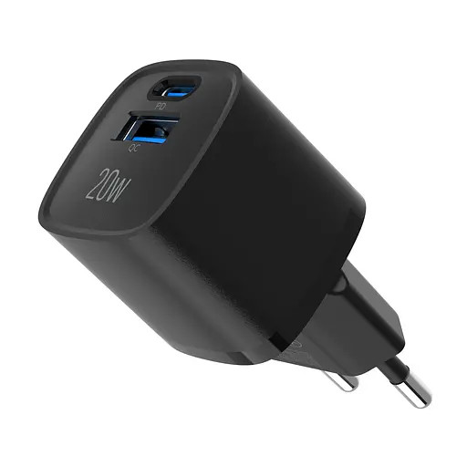 Зарядний пристрій мережевий MAKE 20W GaN3 Mini Type-C PD3.0 + USB QC3.0 Black - фото 3