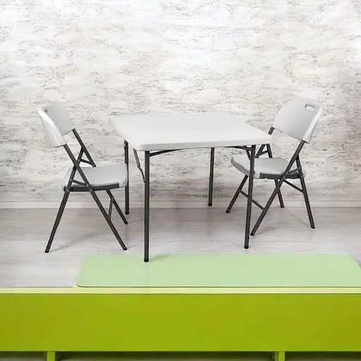 Набір садових меблів SpringFun стіл складний 88см + 2 стільці для пікніка Білий метал/пластик - фото 3