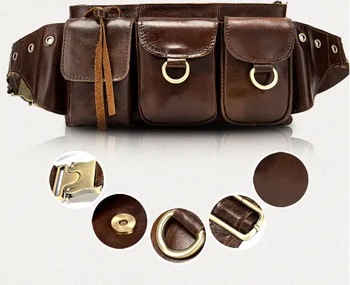 Чоловіча шкіряна сумка-бананка Vintage 23,5х13х3 см 000156015 - фото 9