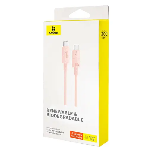 Кабель Baseus Habitat Series Fast Charging Cable Type-C to Type-C 100W 2 м Wheatpink - фото 2