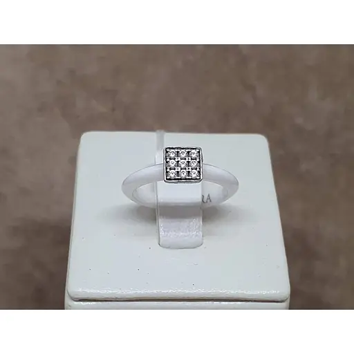 Срібне кільце Aurora з керамікою і фіанітами. С1007Б 16 - фото 4