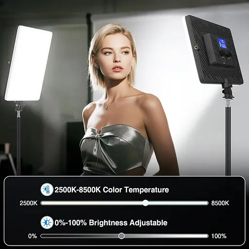 Світлодіодний відеосвітло портативна лампа для камери з батареєю ємністю 4000 мА·год, що безперервно затемнюється 2500-8500K - фото 3