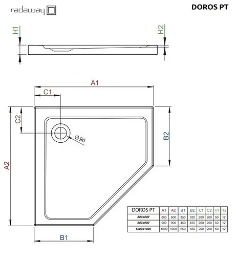 Душовий піддон Radaway Doros PT 80x80 SDRPT8080-01 - фото 2