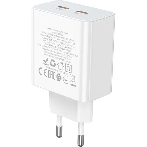 Сетевое зарядное устройство Hoco C108A Leader 35W White (784438) [125142] - фото 6