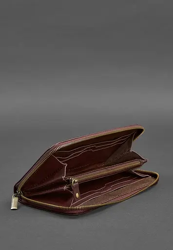 Шкіряне портмоне на блискавці 6.1 Бордове - фото 3