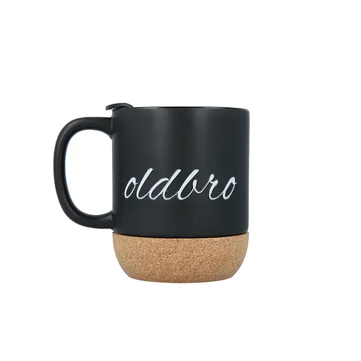 Керамічний кавовий кухоль OldBro BlackWhite 400 мл з корковим дном і кришкою - фото 3