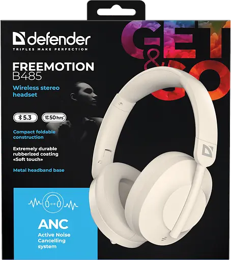 Наушники FreeMotion B485 Bluetooth ANC Beige (63485) Defender teh0021340 - фото 6