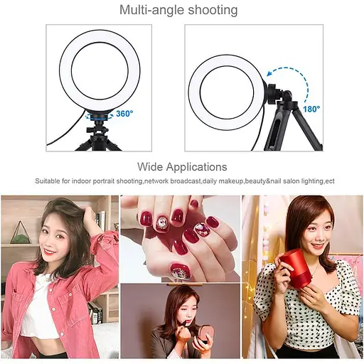 Кільцева USB LED лампа Puluz PKT3059B 6.2"+ настільний штатив - фото 4
