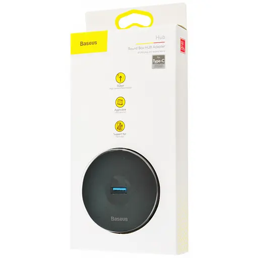 Переходник HUB Baseus Round Box Type-C to USB 3.0 + 3USB 2.0 (CAHUB-G) Черный - фото 2