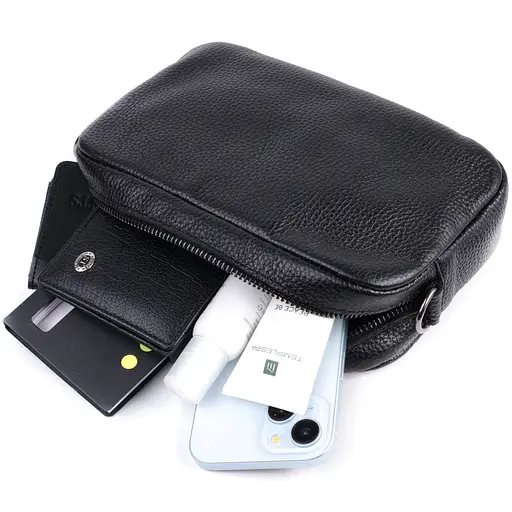 Классическая сумка кросс-боди Shvigel из зернистой натуральной кожи 21х13.5х5 см sum0027039 - фото 8