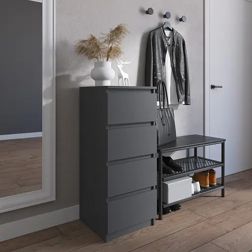 Комод Vays R-17 Антрацит, на 4 шухляди без ручок, вузький, ЛДСП 40×40×98 см - для передпокою, спальні, коридору