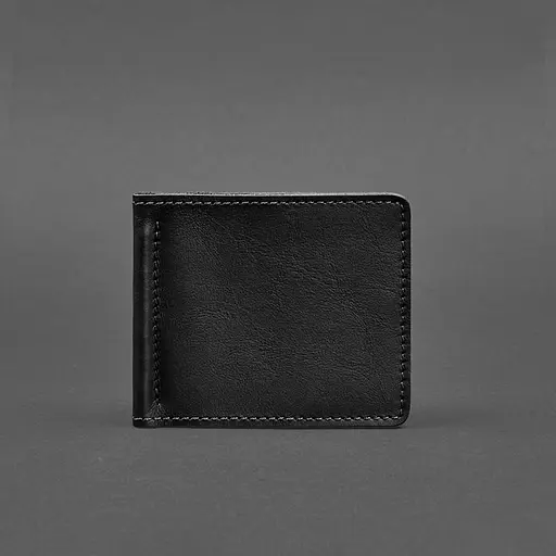 Мужской кожаный портмоне черный Краст 1.0 зажим для денег - фото 6