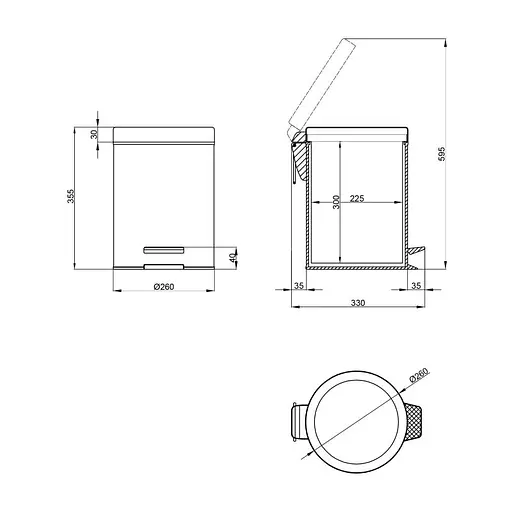 Ведро для мусора Lidz Oreo 0112 (121.01.12) 12 л (LDORE0112CRM22256)  - фото 6