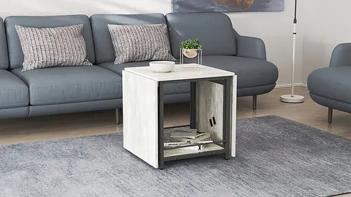 Стол журнальный трансформер Куб Комбо Ferrum-decor 540x532x500 Черный металл ДСП Бетон 16 мм (FRD-105155) - фото 9