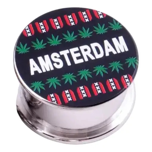 Гриндер для подрібнення тютюну Amsterdam HL-179 Коноплі+XXX Black Silver (10863)