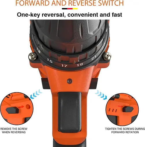 Оранжевая дрель, 21 В - набор сверл с 25+1-аккумуляторной ударной дрелью шуруповерт - фото 7