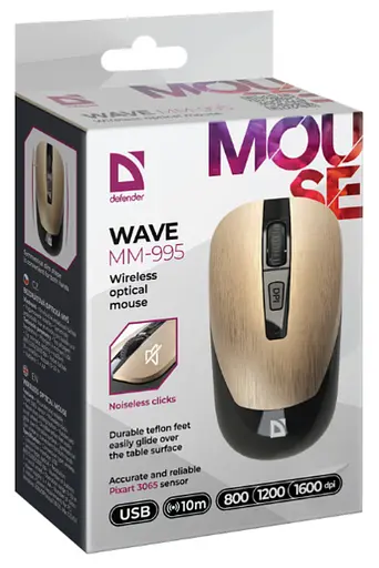Мишка Defender Wave MM-995 Silent Wireless Gold (52994) - фото 5