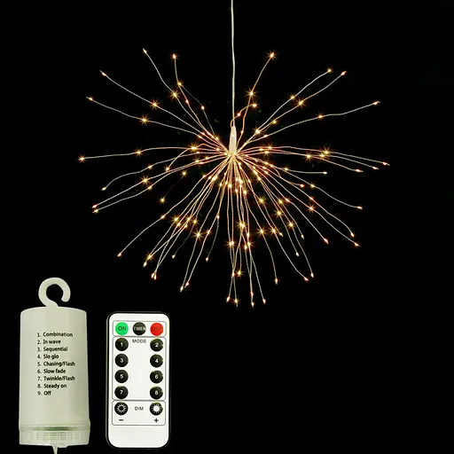 Світлодіодна гірлянда Феєрверк Firework автономна 150LED, довжина нитки 26см з пультом - фото 2