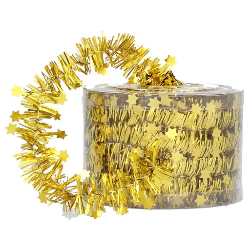 Мішура декоративна Chomik із зірками золотиста 7 м (GIF3331)