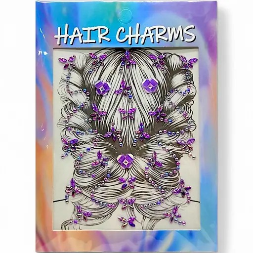 Наклейки-стрази для волосся 2715-17/3, на аркуші (6955556326880) Фіолетовий - фото 1